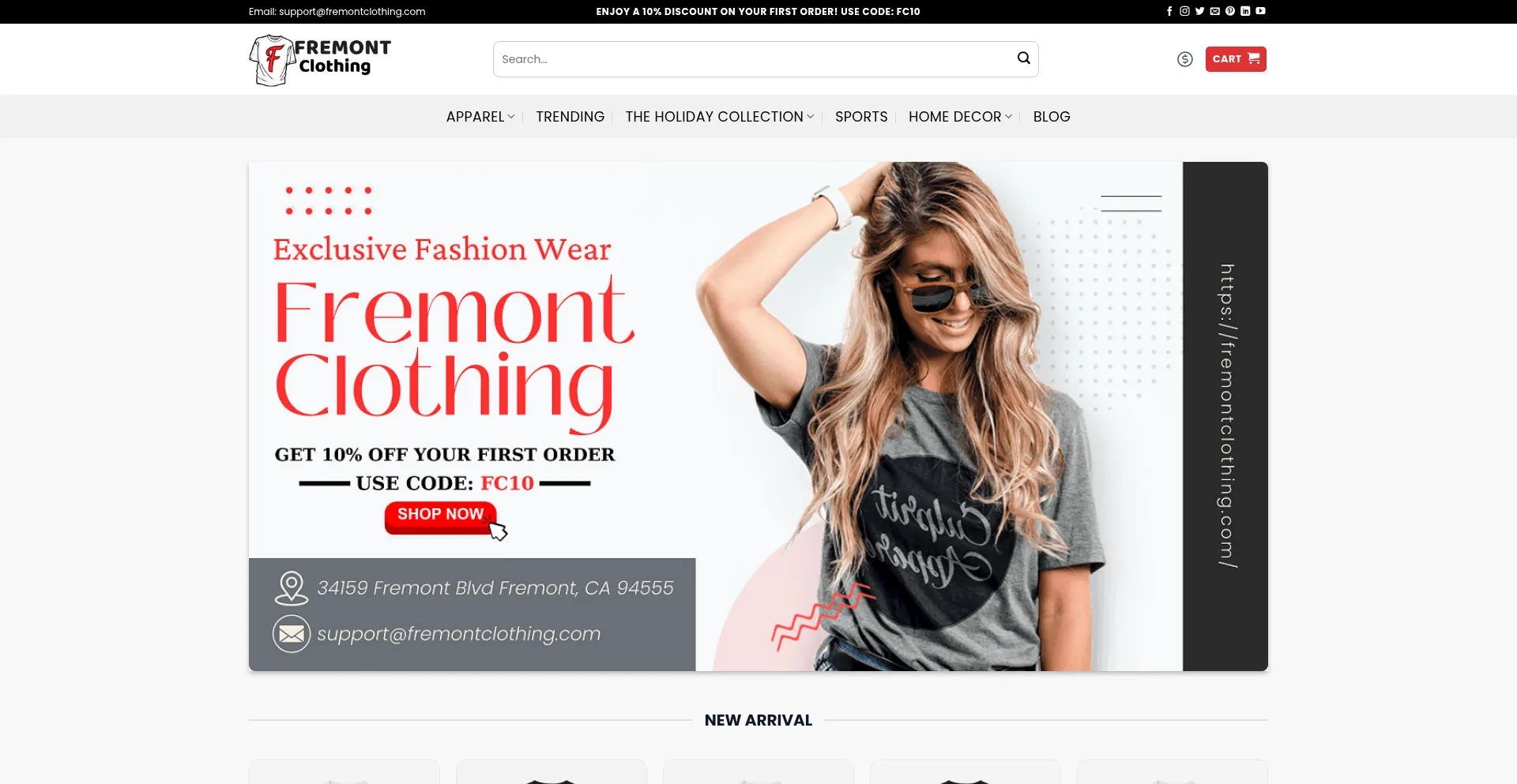 Website screenshot of Fremontclothing.com