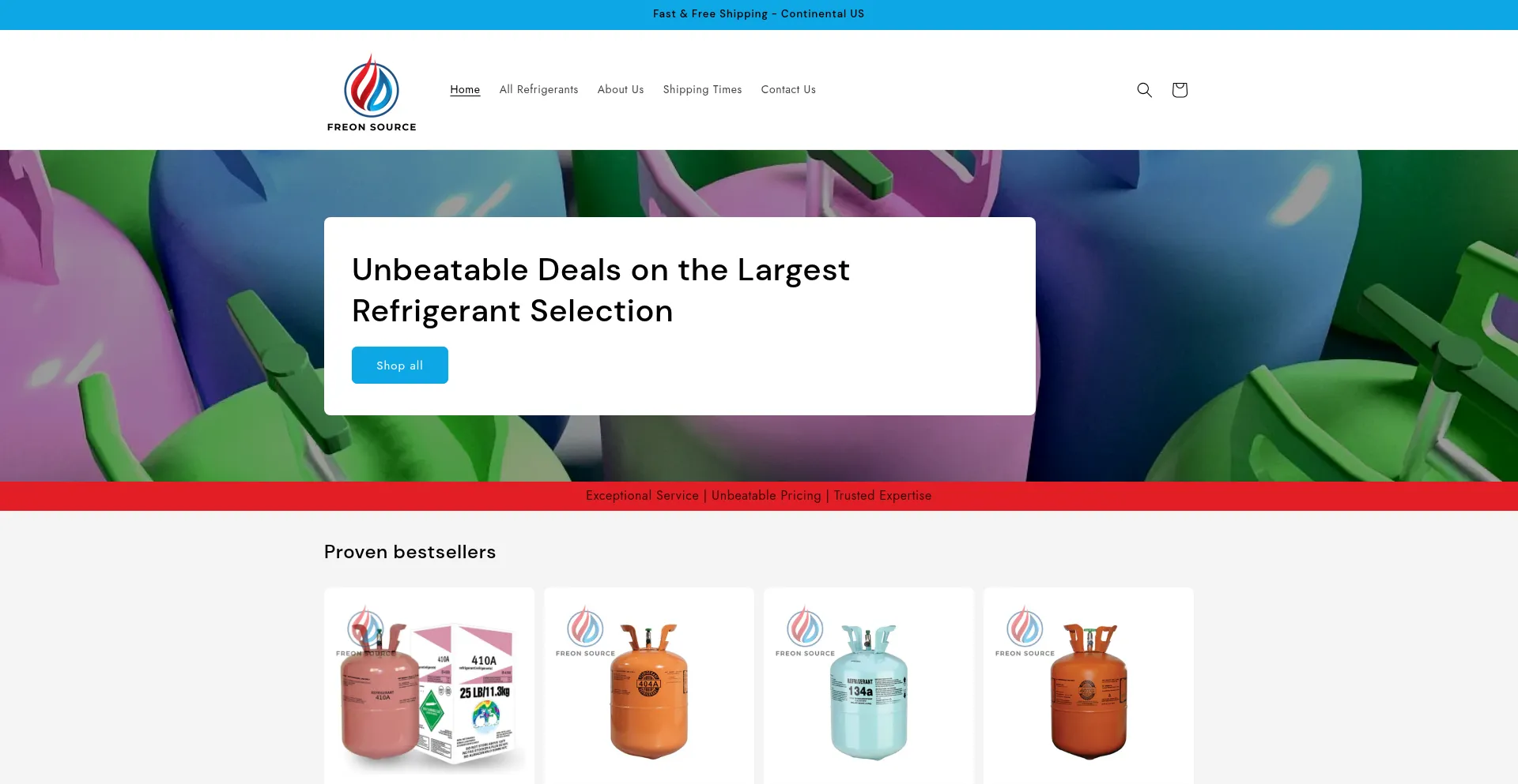 Website screenshot of Freonsource.com