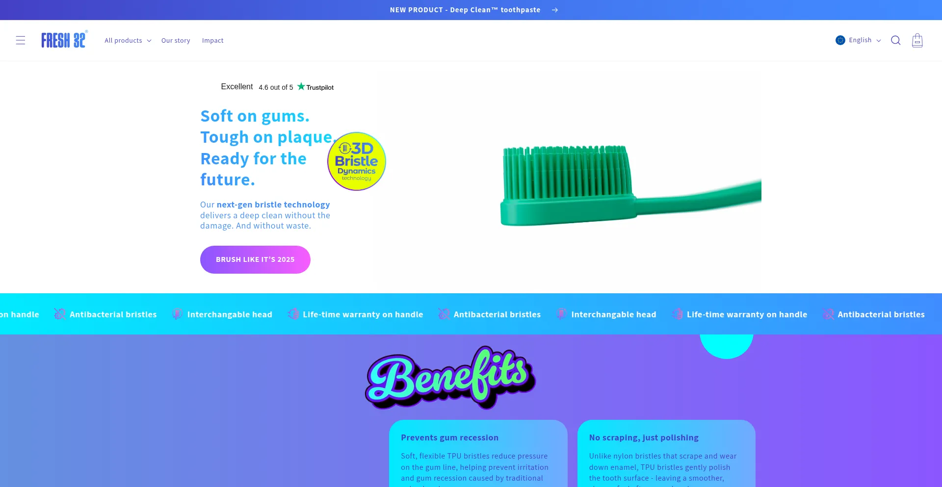 Website screenshot of Fresh32.eu
