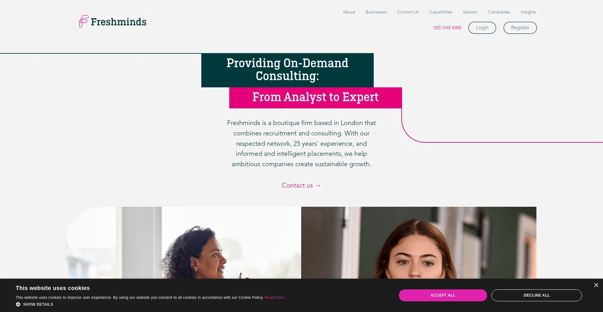 Website screenshot of Freshminds.co.uk