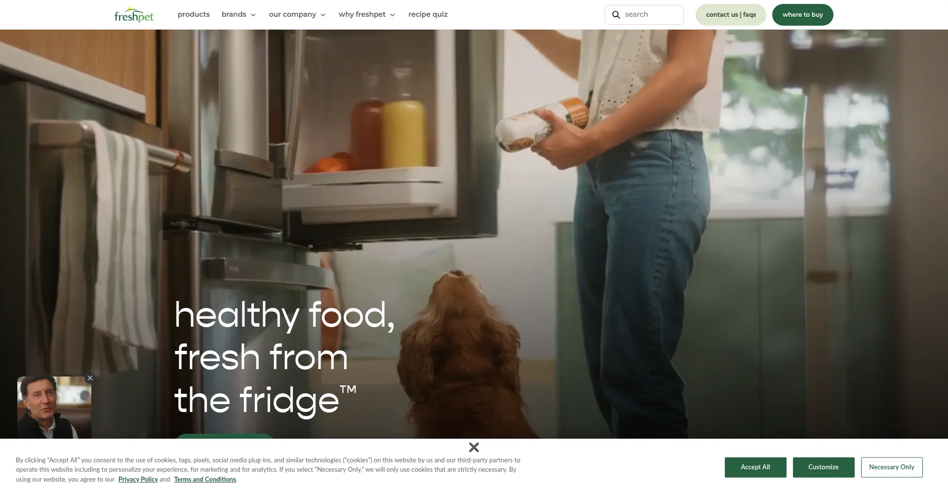 Website screenshot of Freshpet.com