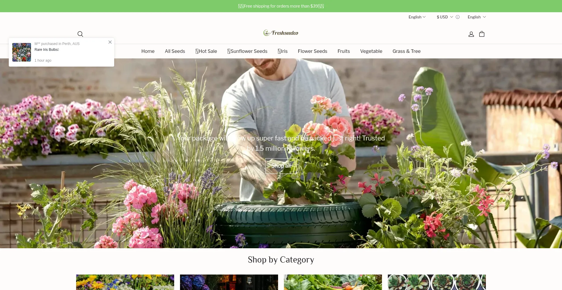 Website screenshot of Freshseedcos.com