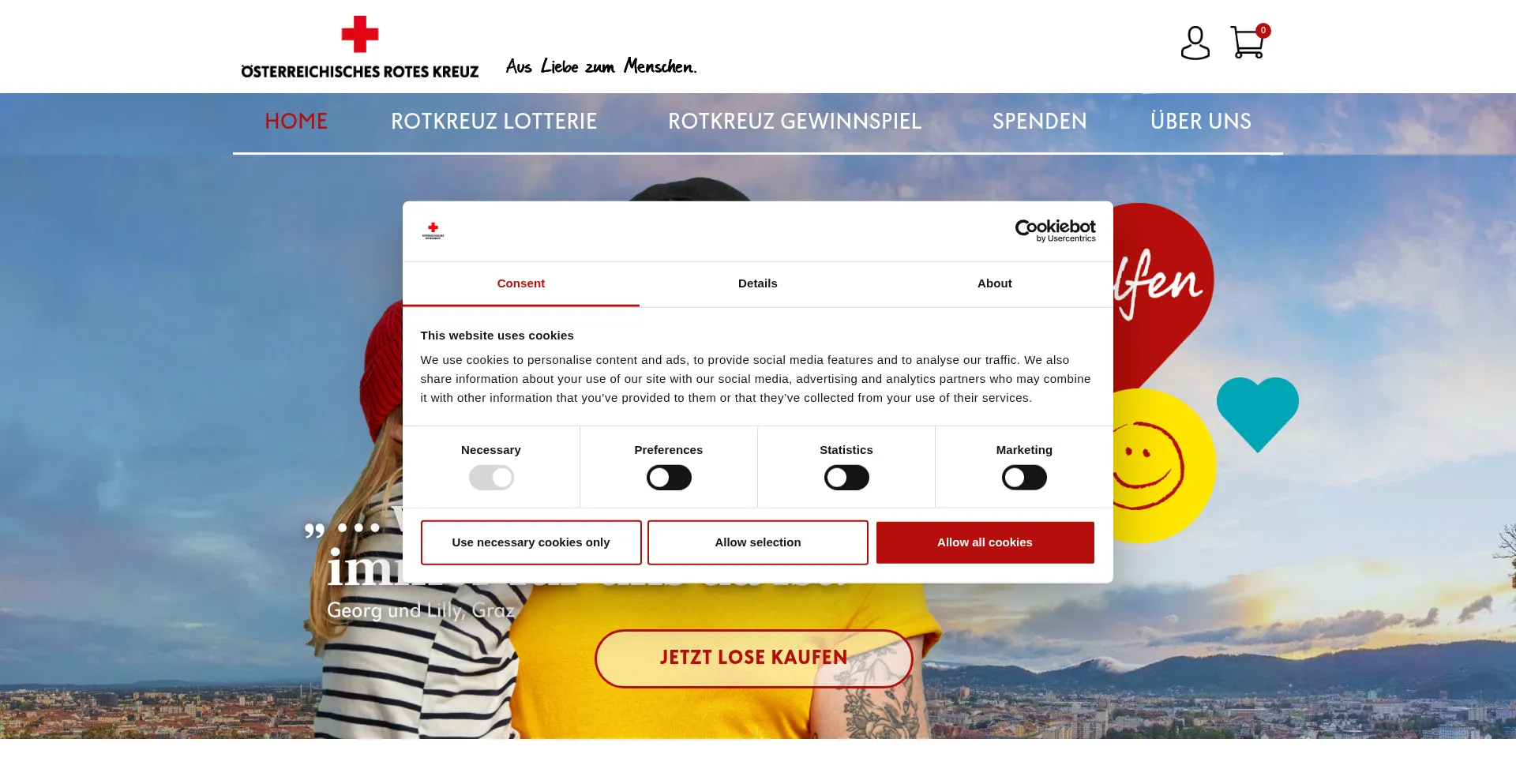 Website screenshot of Freunde.roteskreuz.at