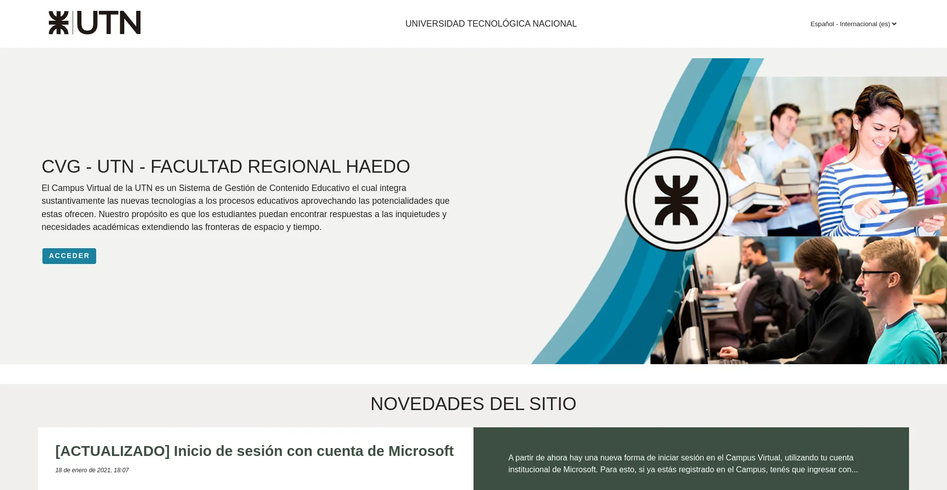 Website screenshot of Frh.cvg.utn.edu.ar