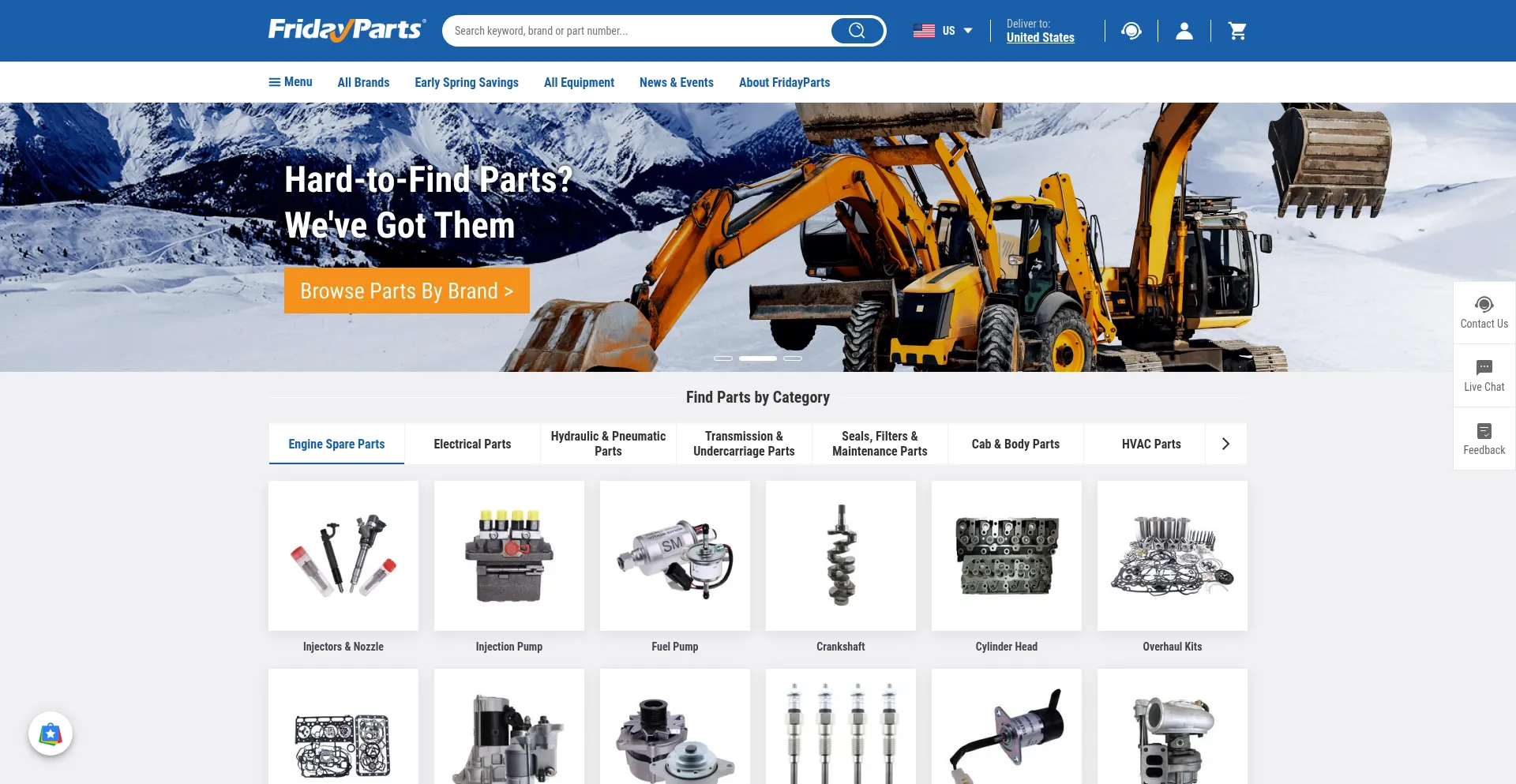 Website screenshot of Fridayparts.com