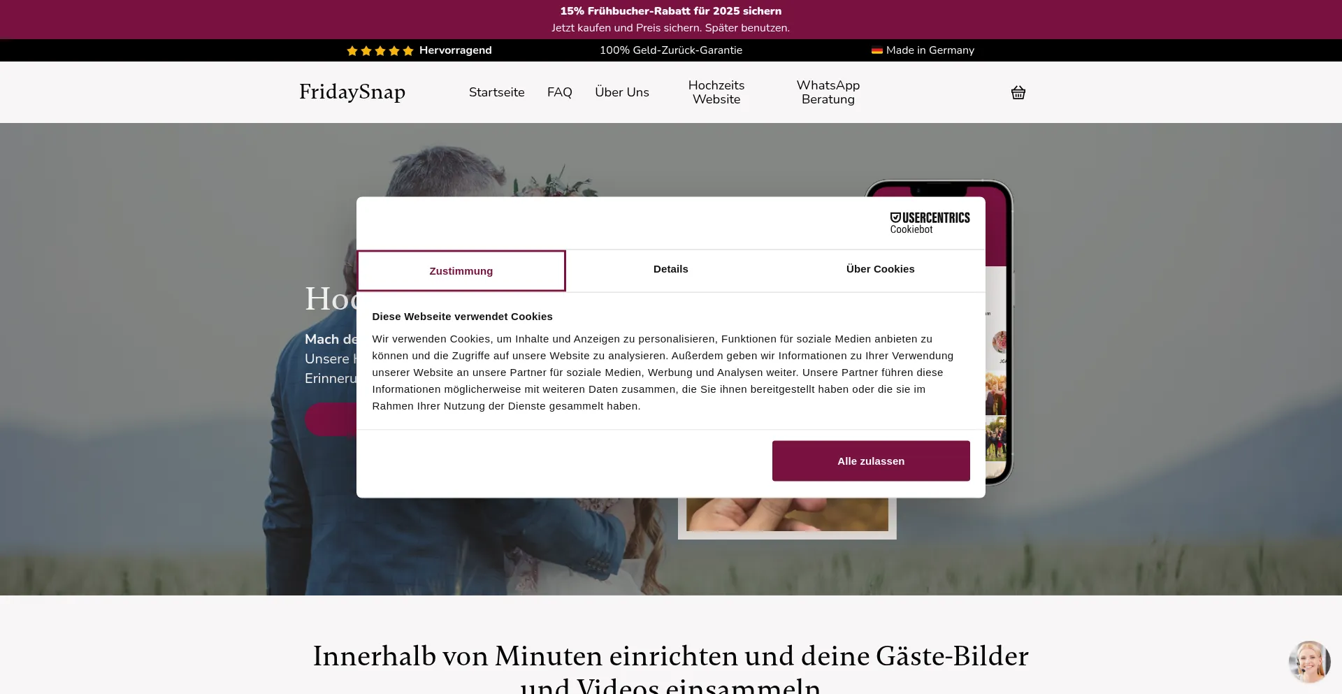 Website screenshot of Fridaysnap.de