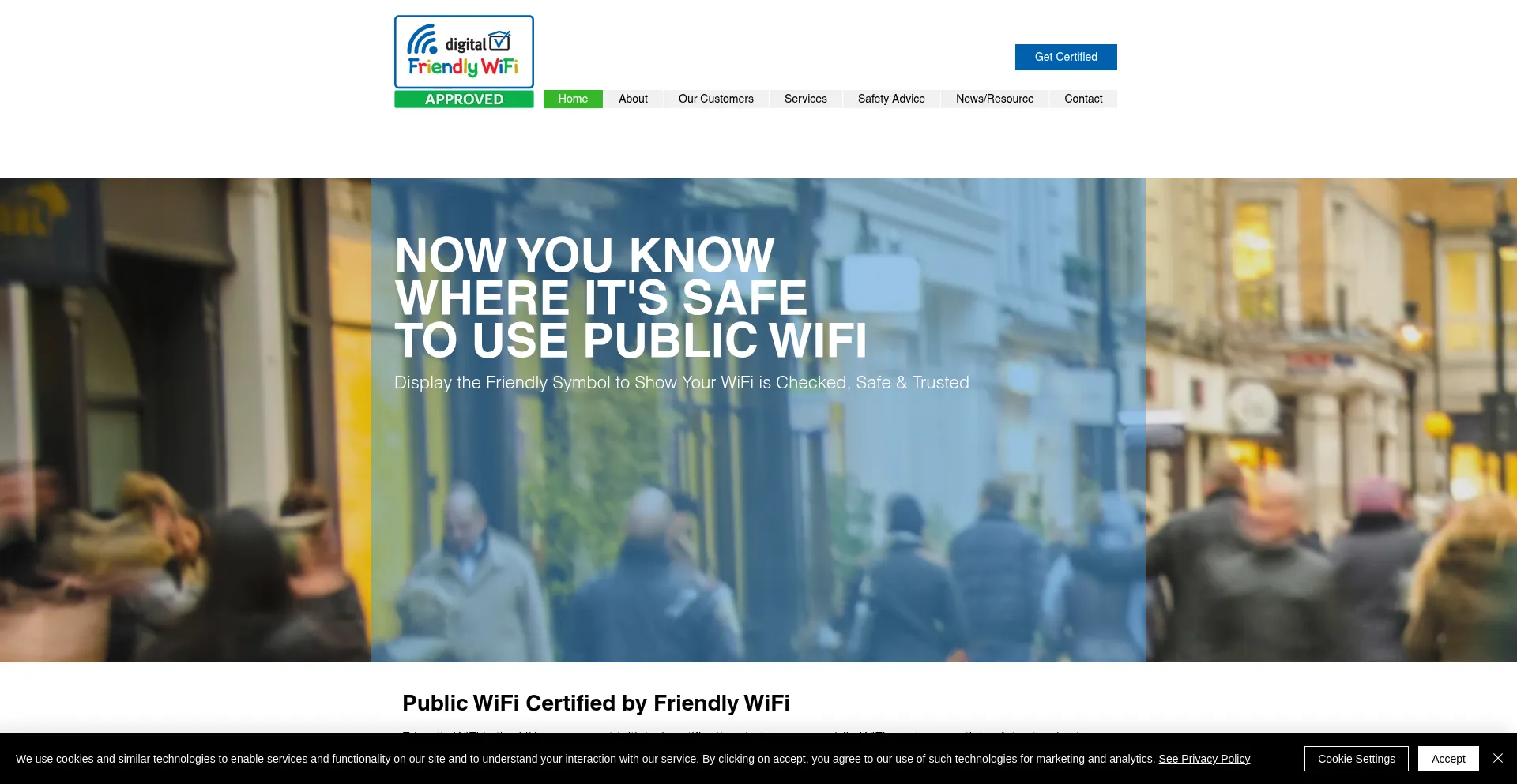Website screenshot of Friendlywifi.com