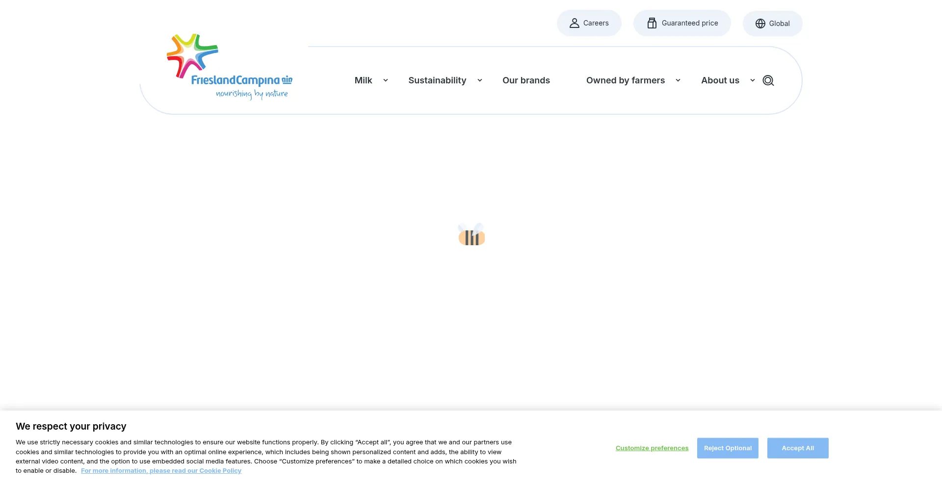 Website screenshot of Frieslandcampina.com