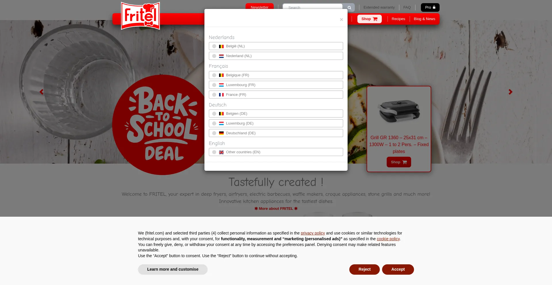 Website screenshot of Fritel.com