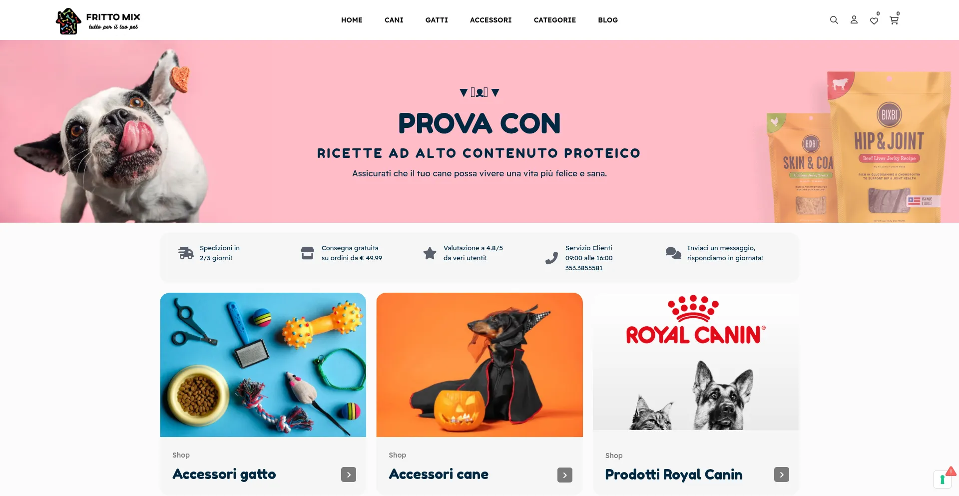 Website screenshot of Frittomix.com