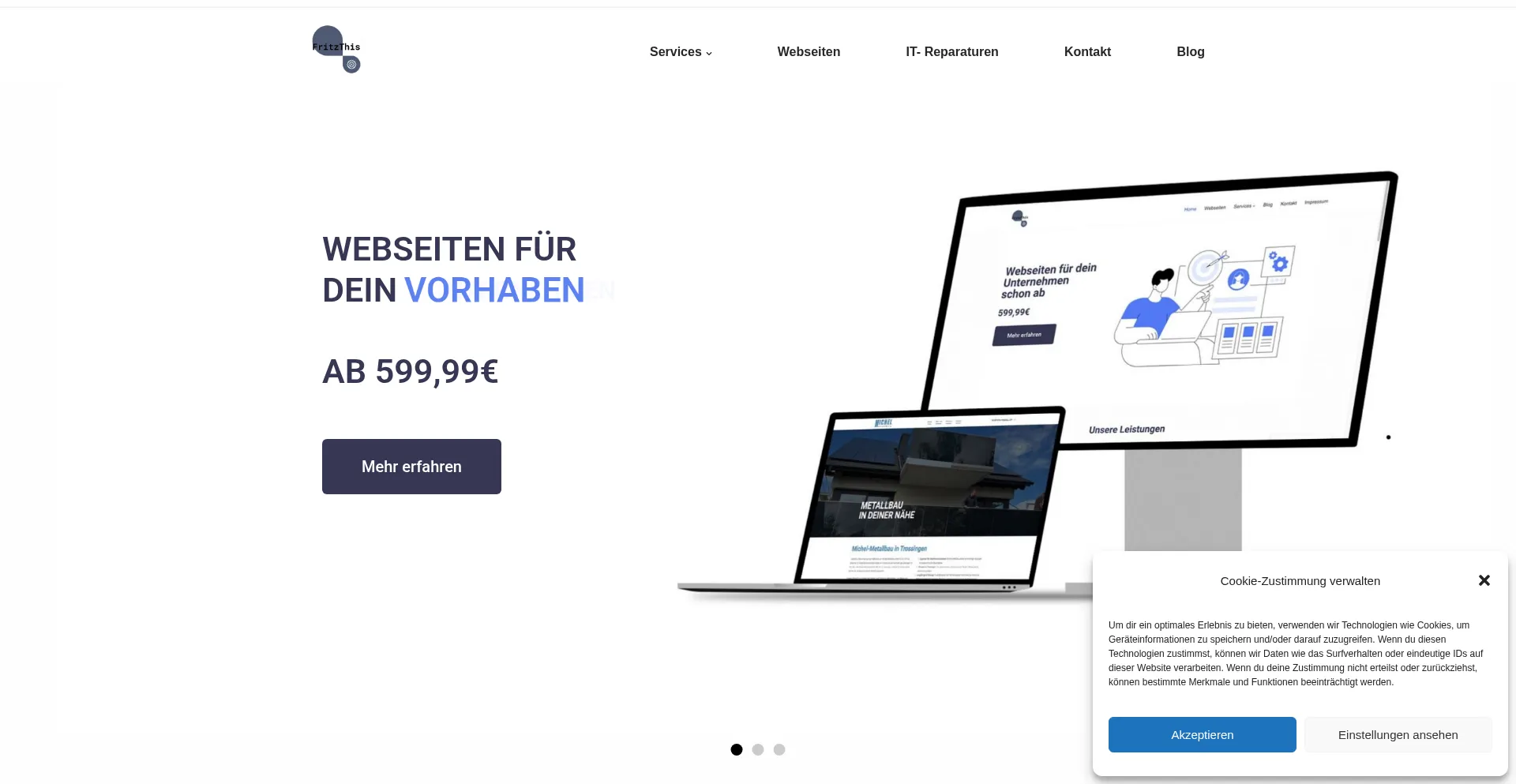 Website screenshot of Fritzthis.com