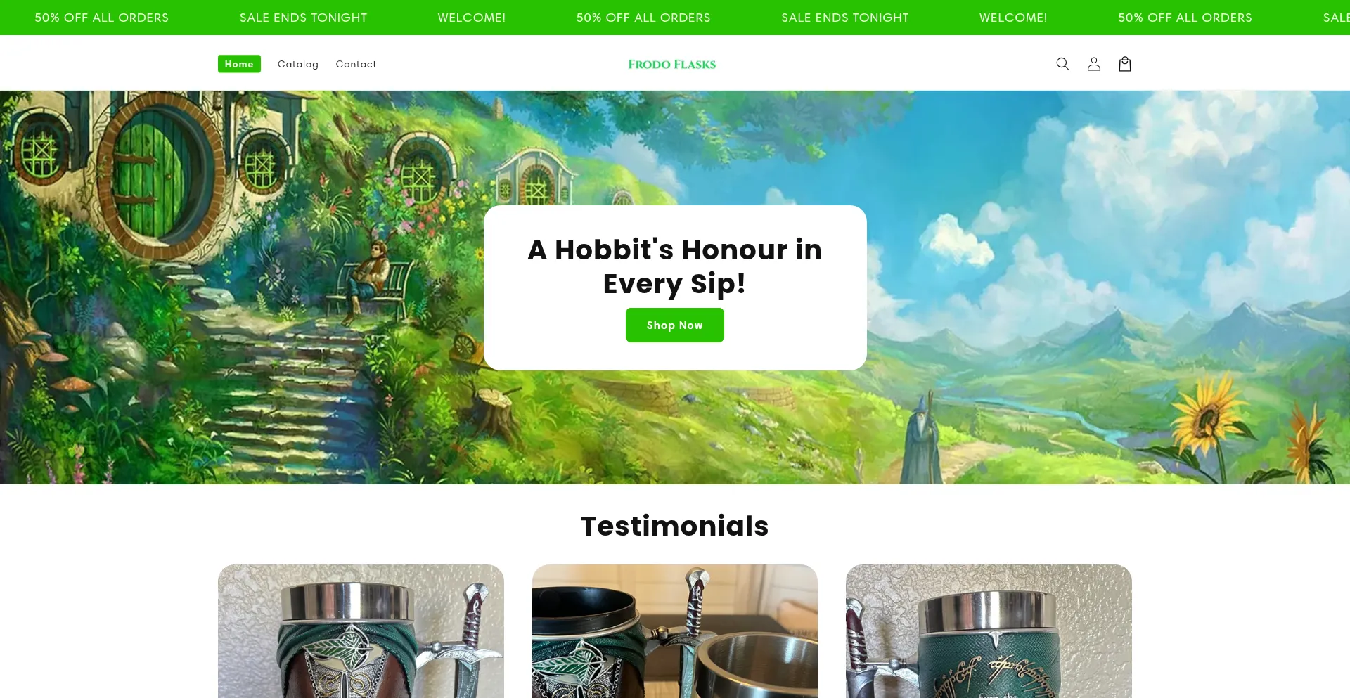 Website screenshot of Frodoflasks.com