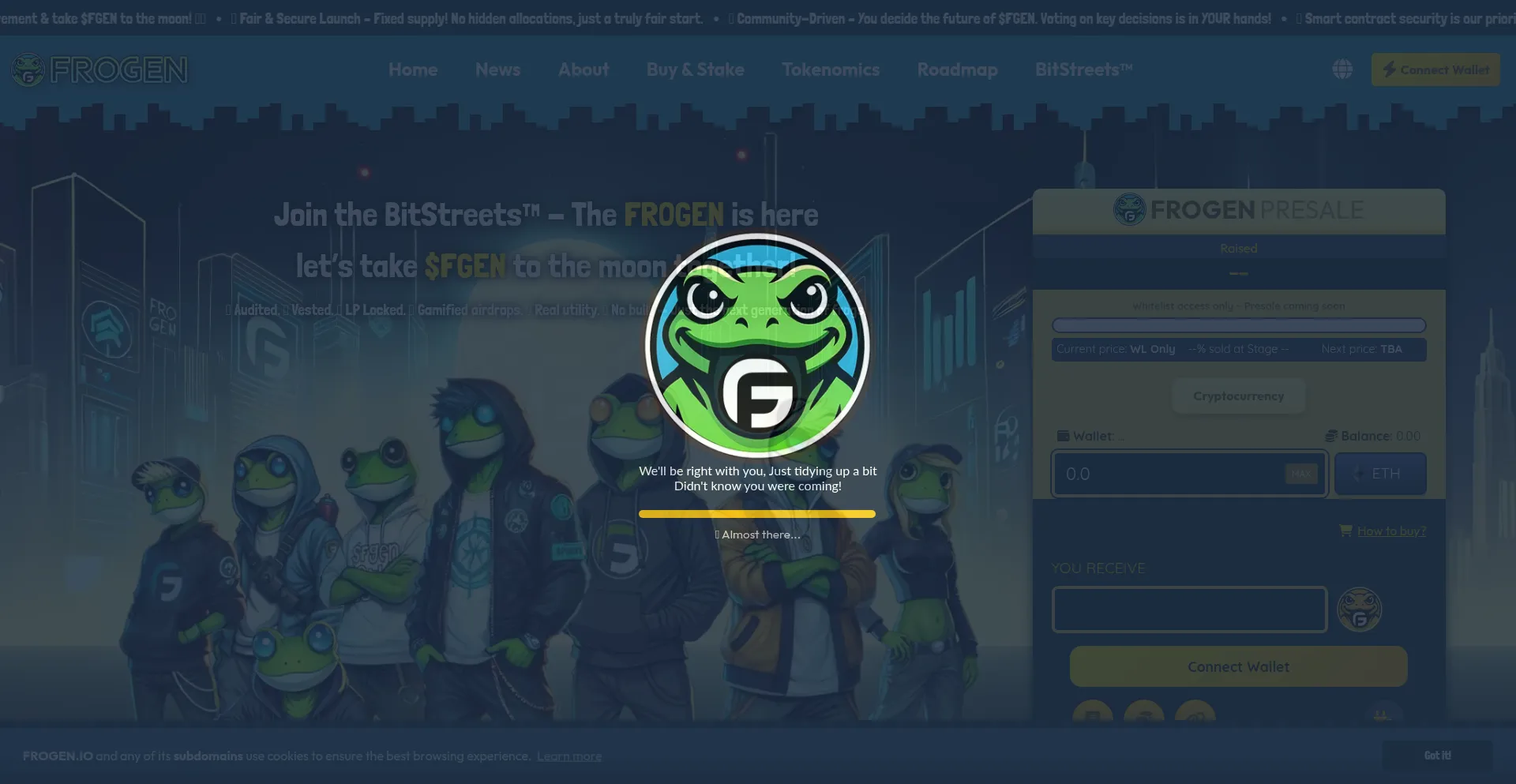 Website screenshot of Frogen.io
