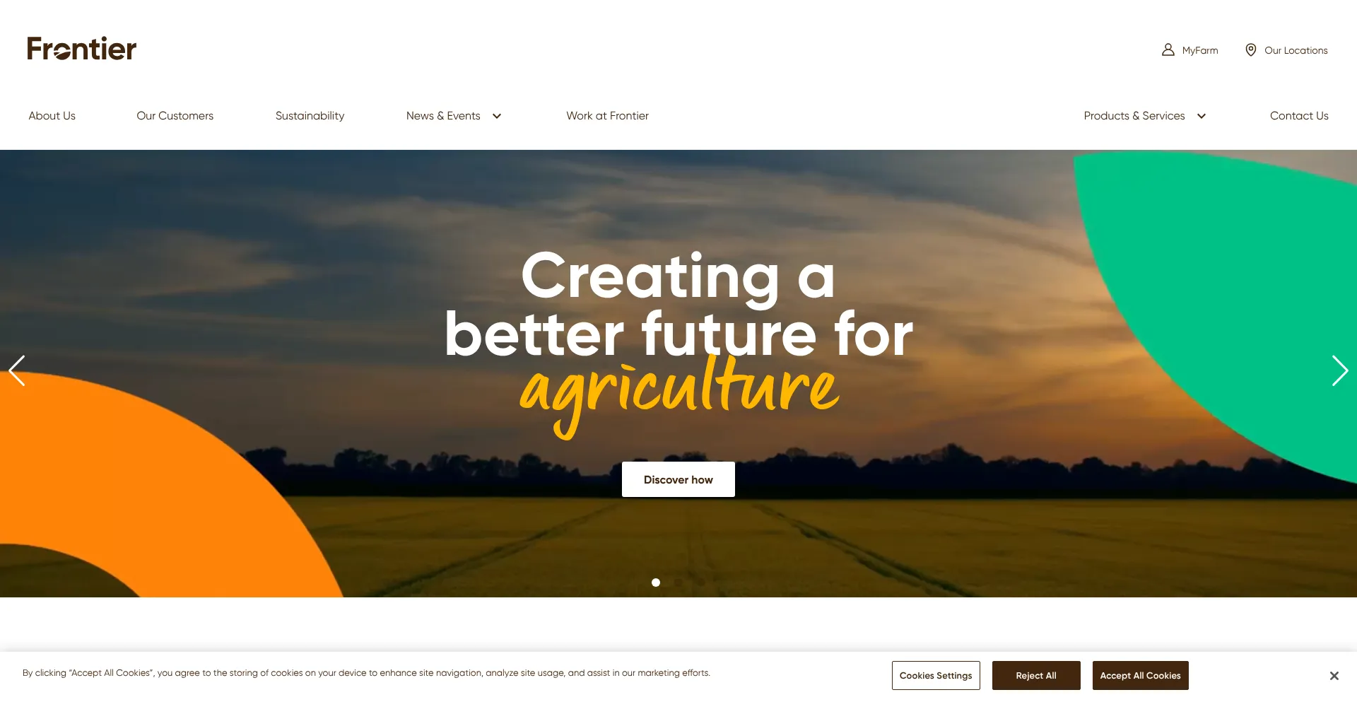 Website screenshot of Frontierag.co.uk