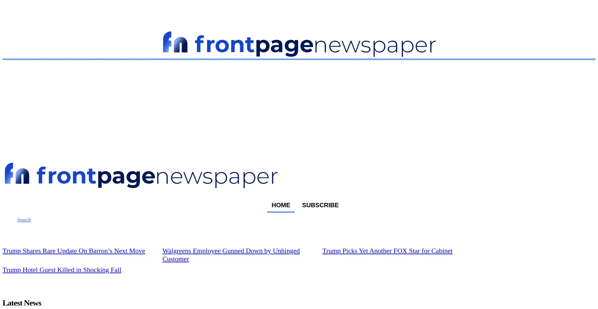 Website screenshot of Frontpagenewspaper.com