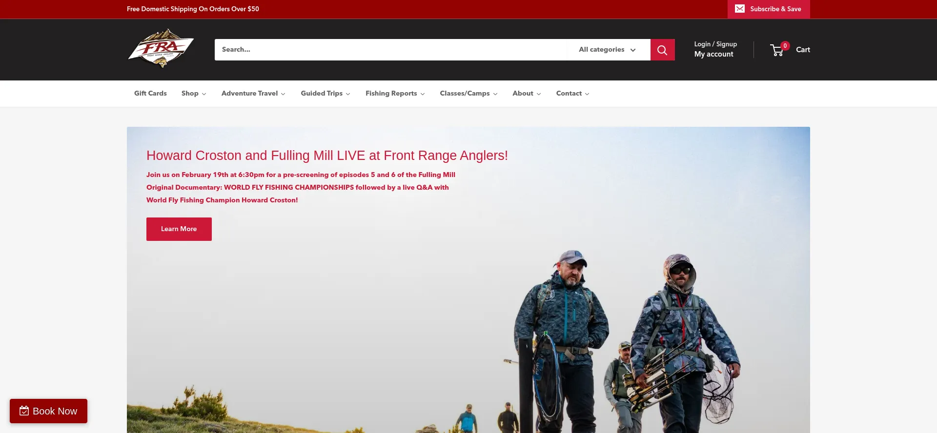 Website screenshot of Frontrangeanglers.com