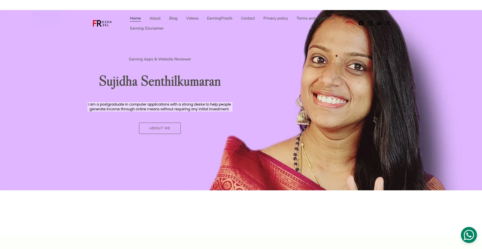 Website screenshot of Frozenreel.com