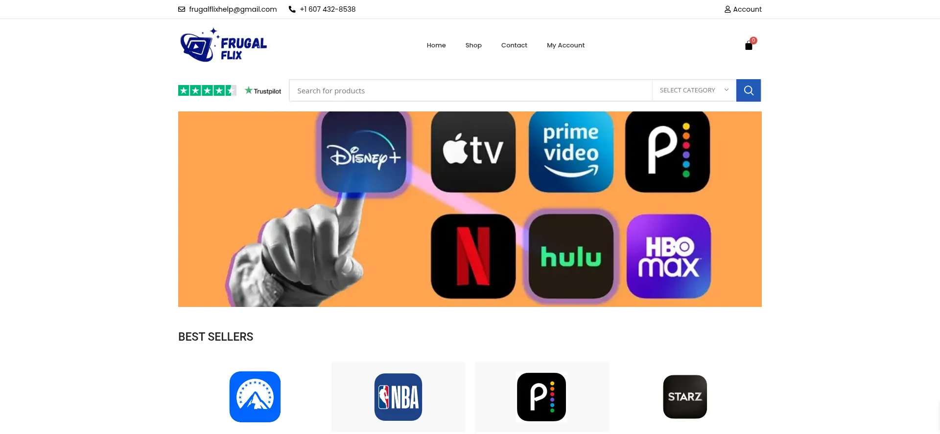 Website screenshot of Frugalflix.com