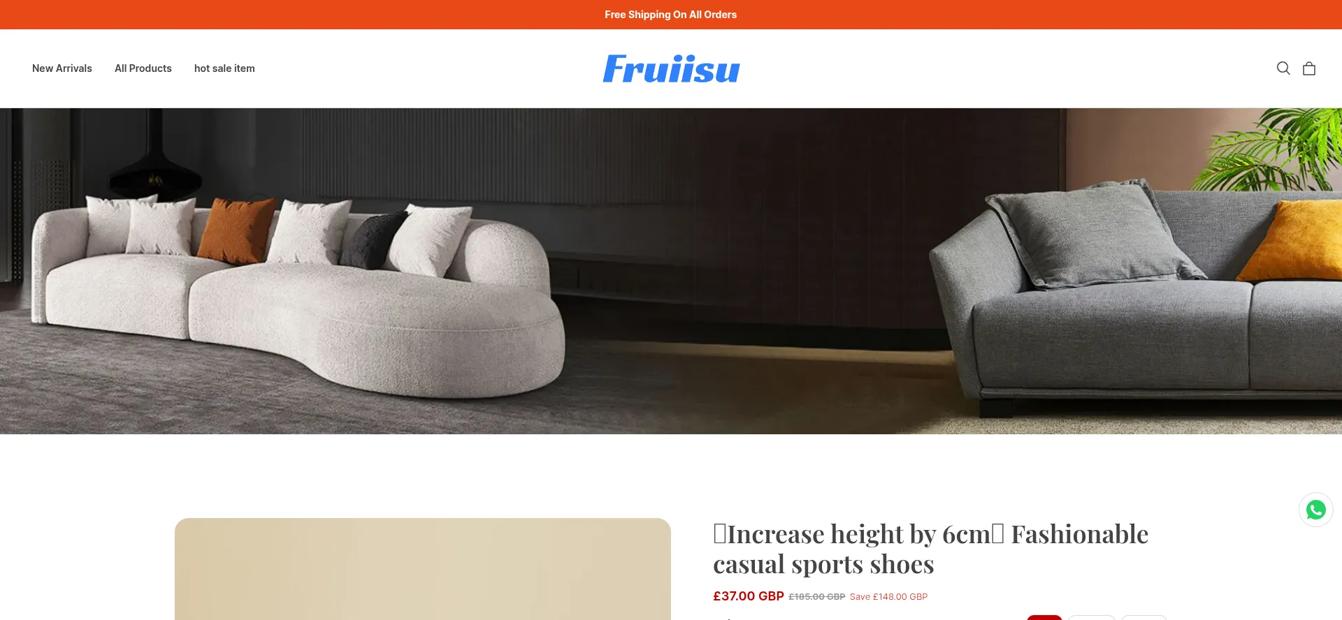 Website screenshot of Fruiisu.com