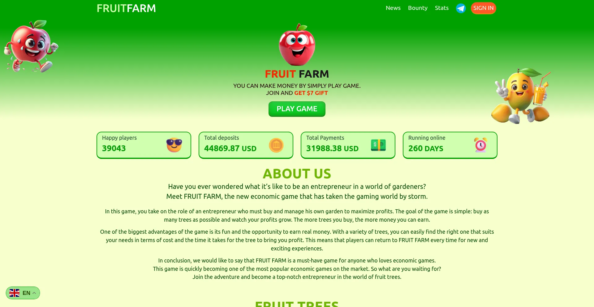 Website screenshot of Fruit-farm.biz