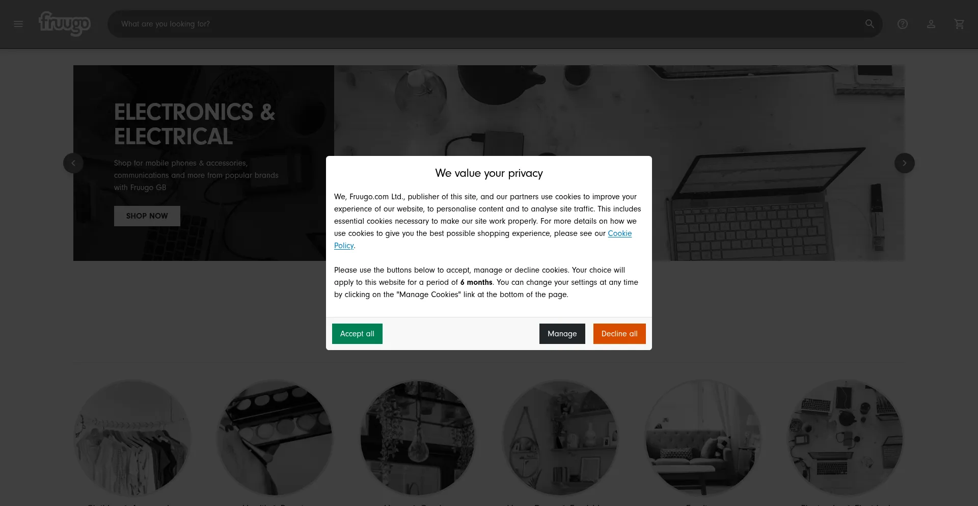Website screenshot of Fruugo.co.uk