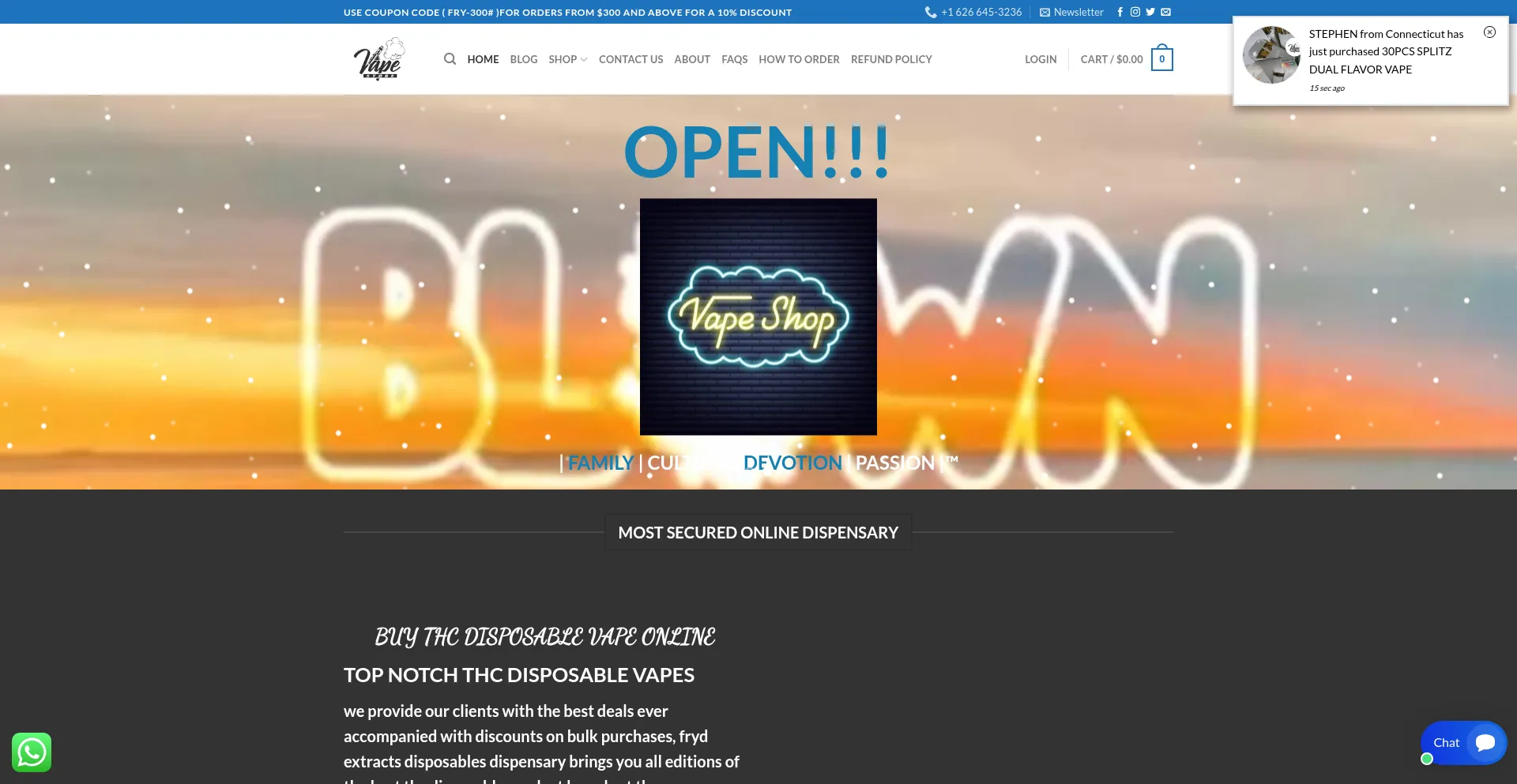 Website screenshot of Frydextractsdisposables.com