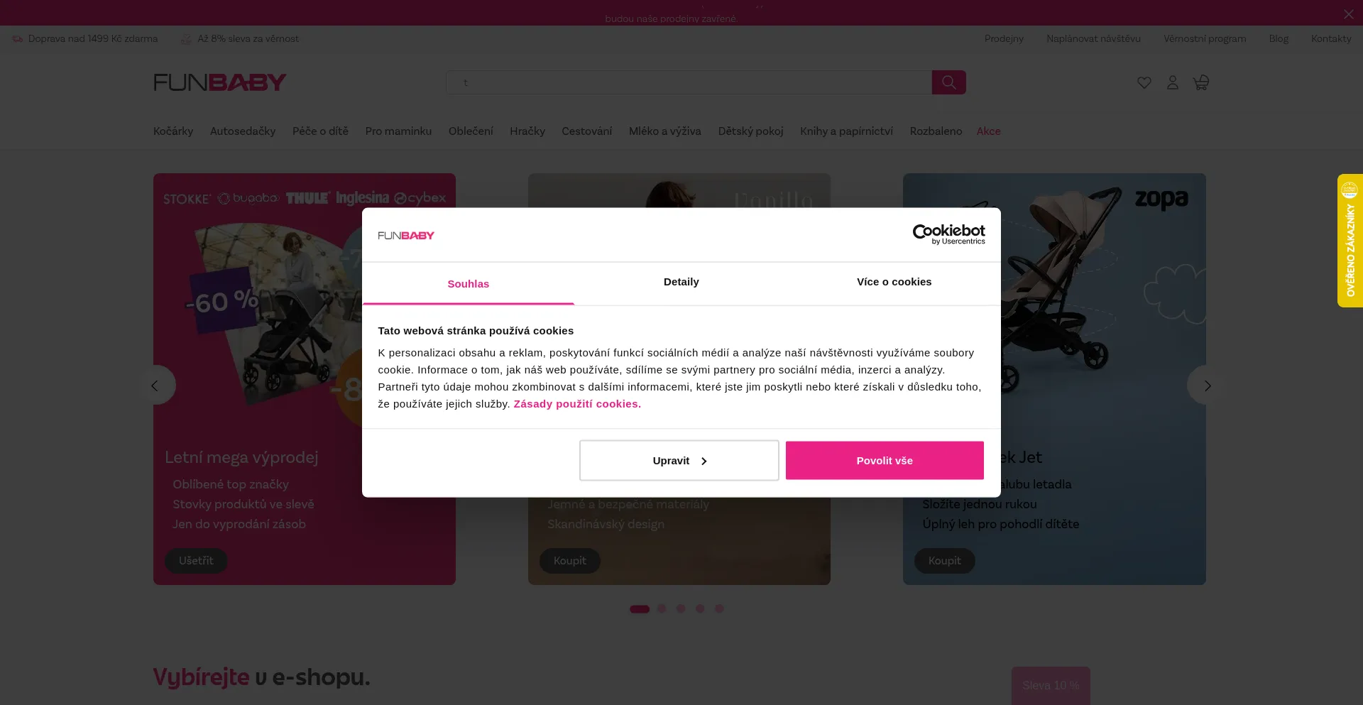 Website screenshot of Funbaby.cz
