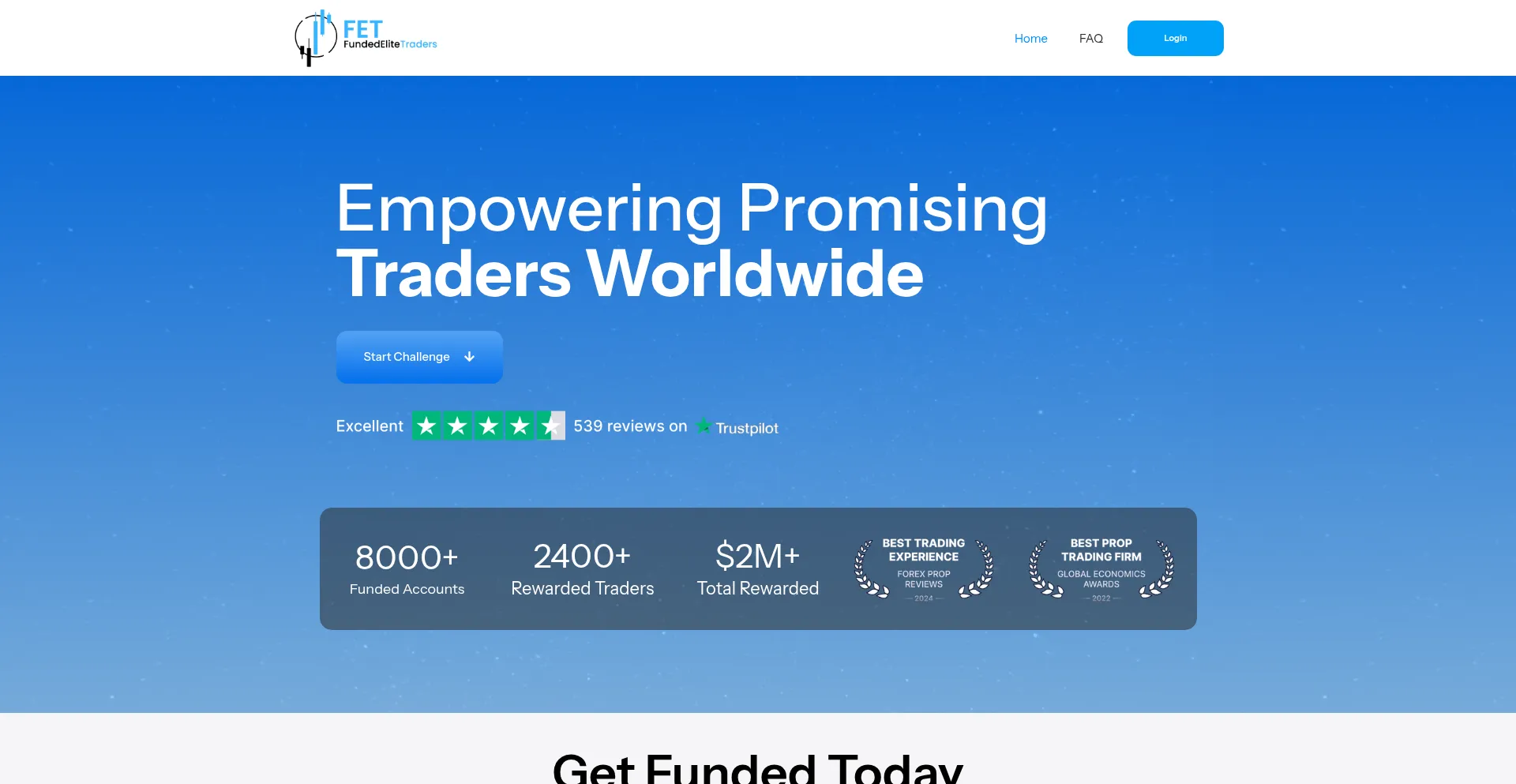Website screenshot of Fundedelitetraders.com
