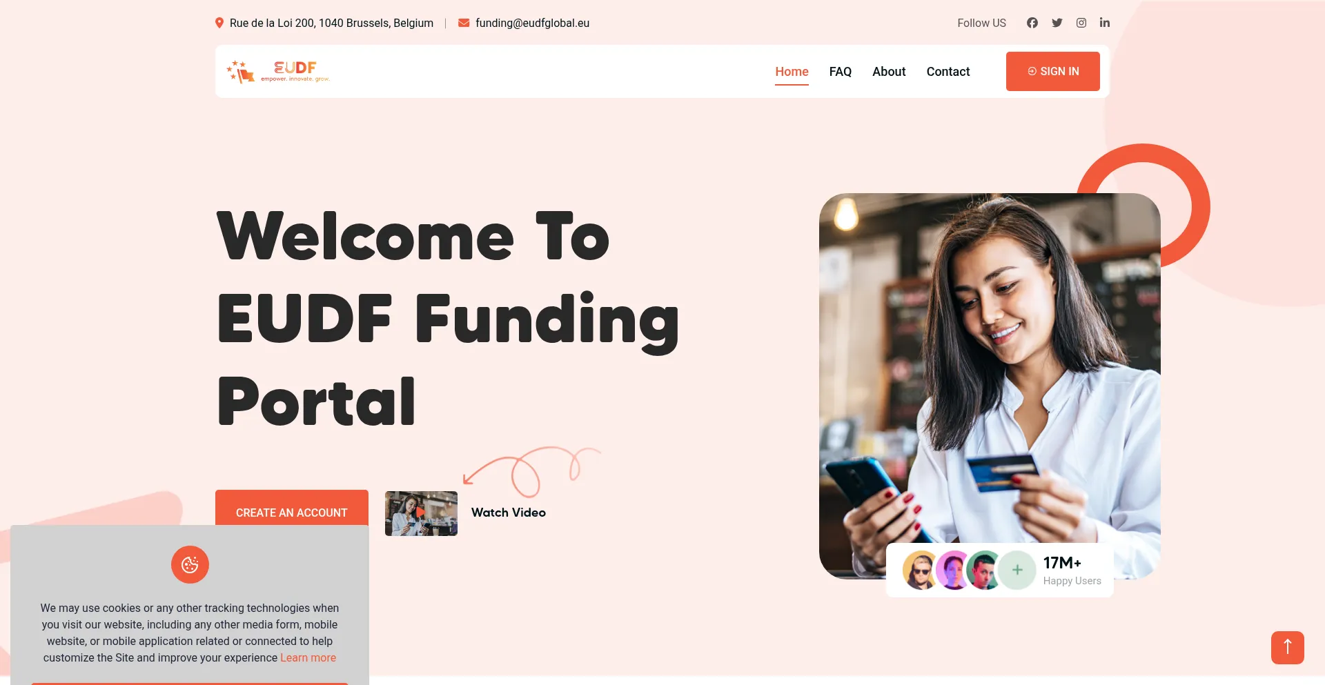 Website screenshot of Funding.eudfglobal.eu