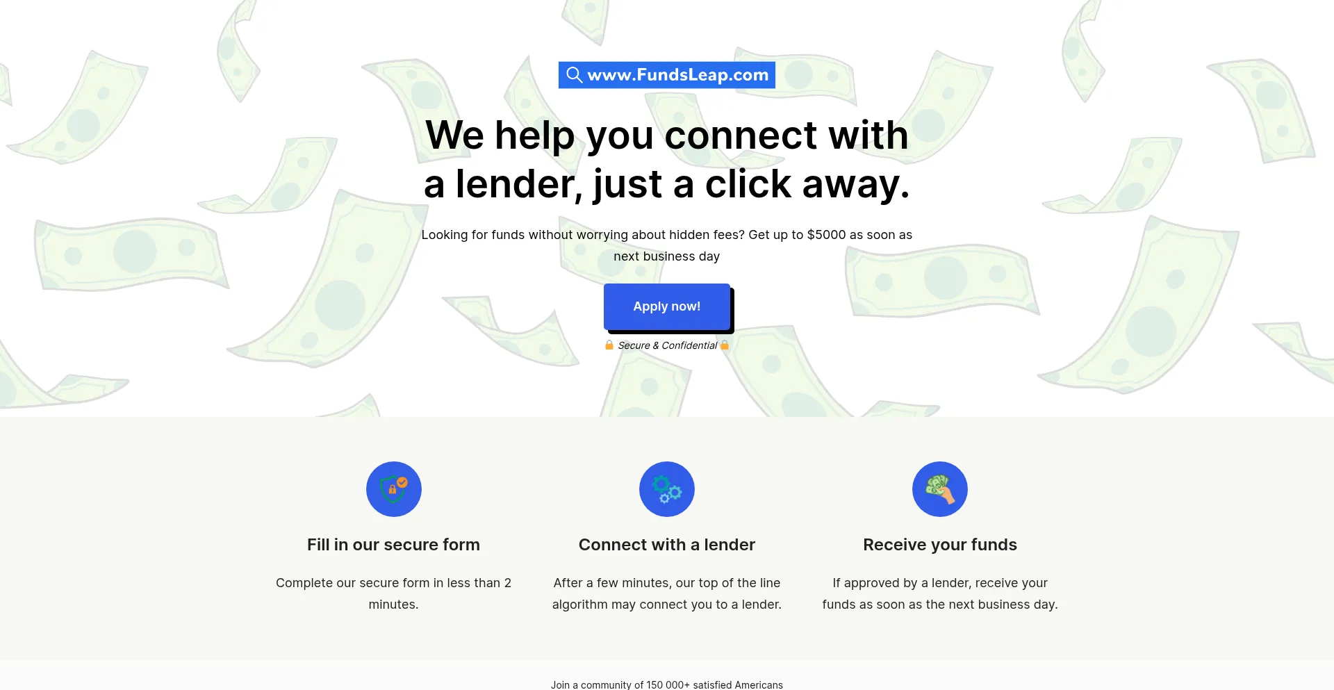 Website screenshot of Fundsleap.com