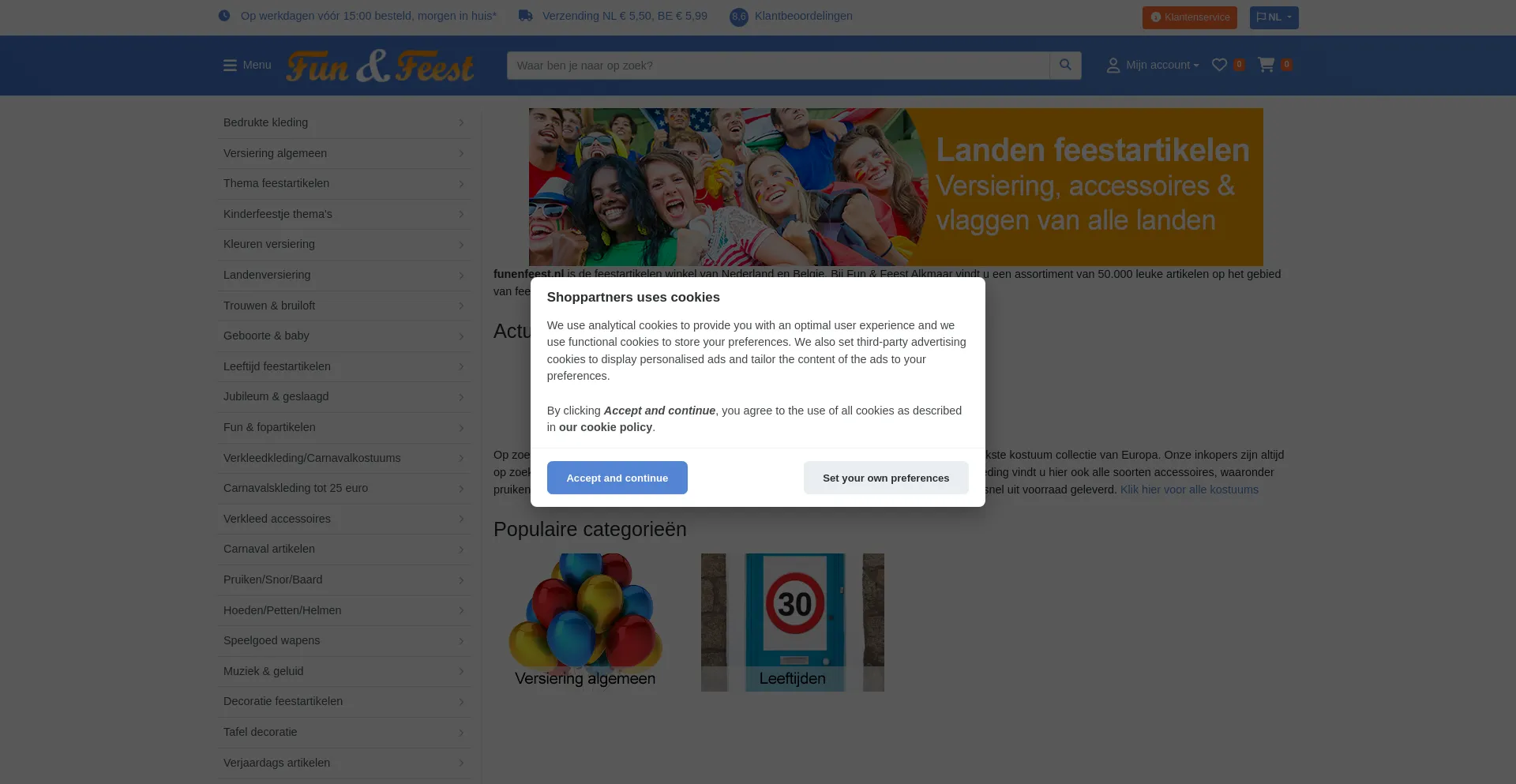 Website screenshot of Funenfeest.nl