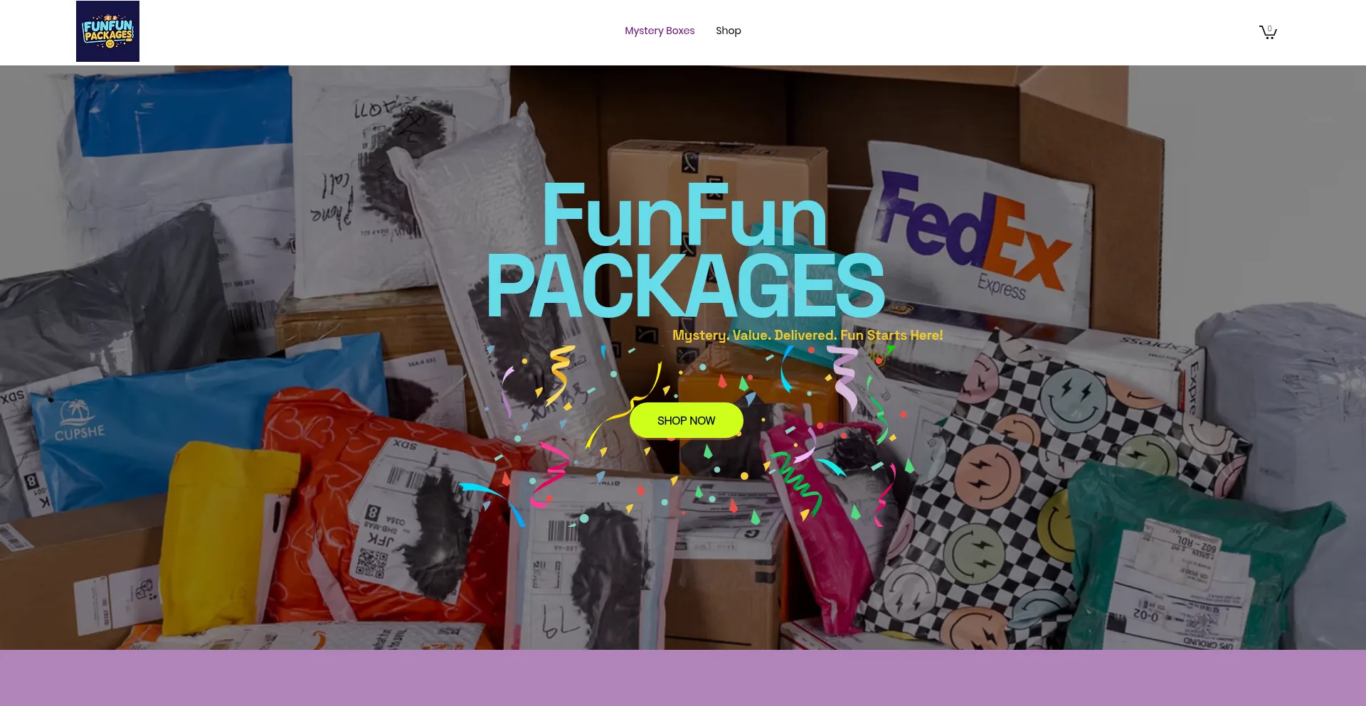 Website screenshot of Funfunpackages.com
