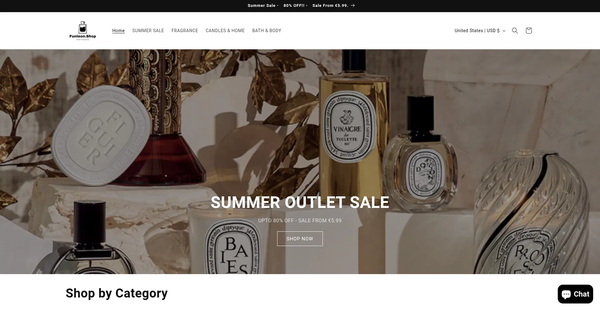 Website screenshot of Funleon.shop
