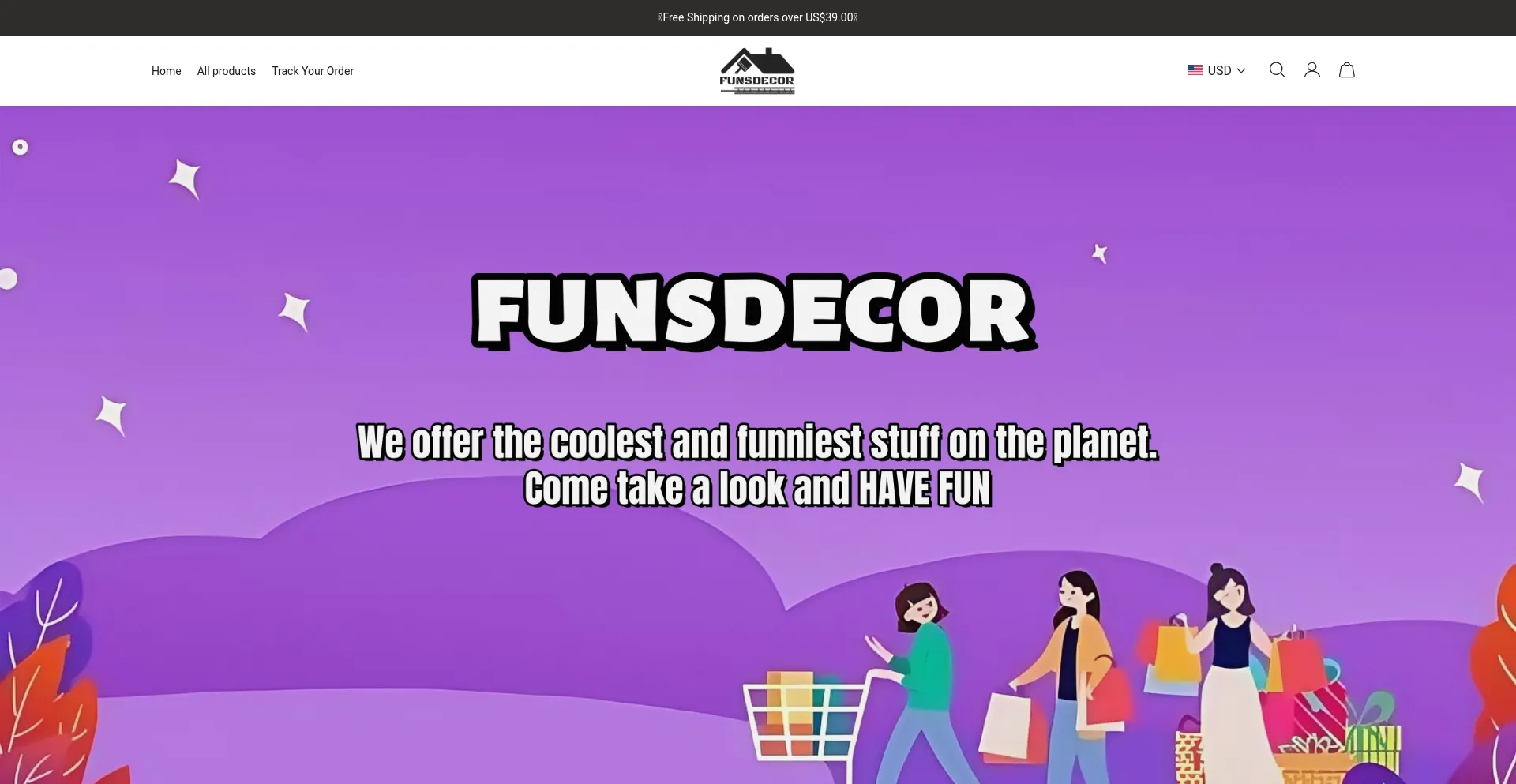 Website screenshot of Funsdecor.com