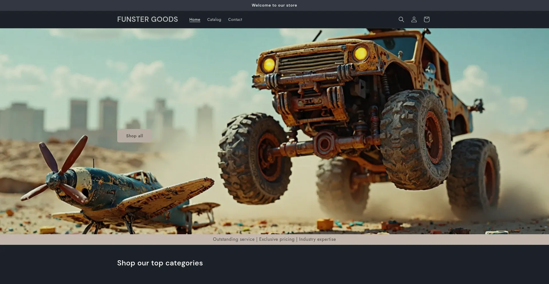 Website screenshot of Funstergoods.com