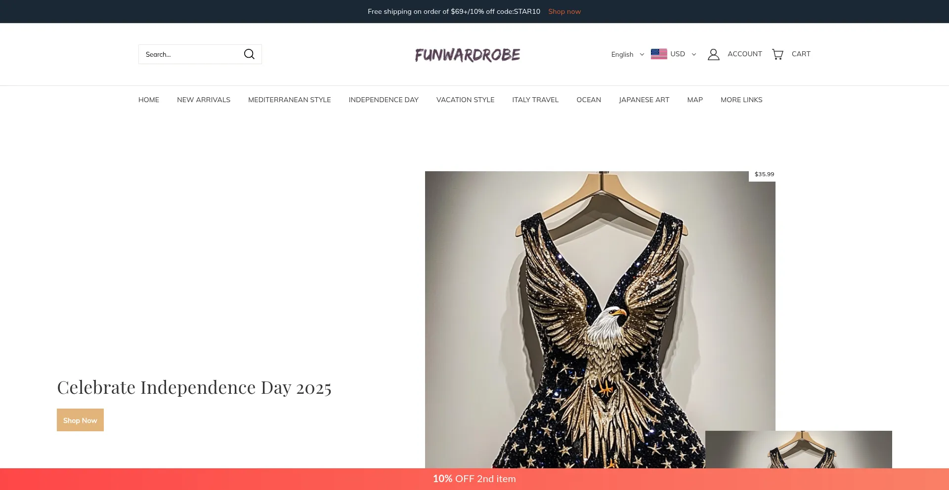Website screenshot of Funwardrobe.com
