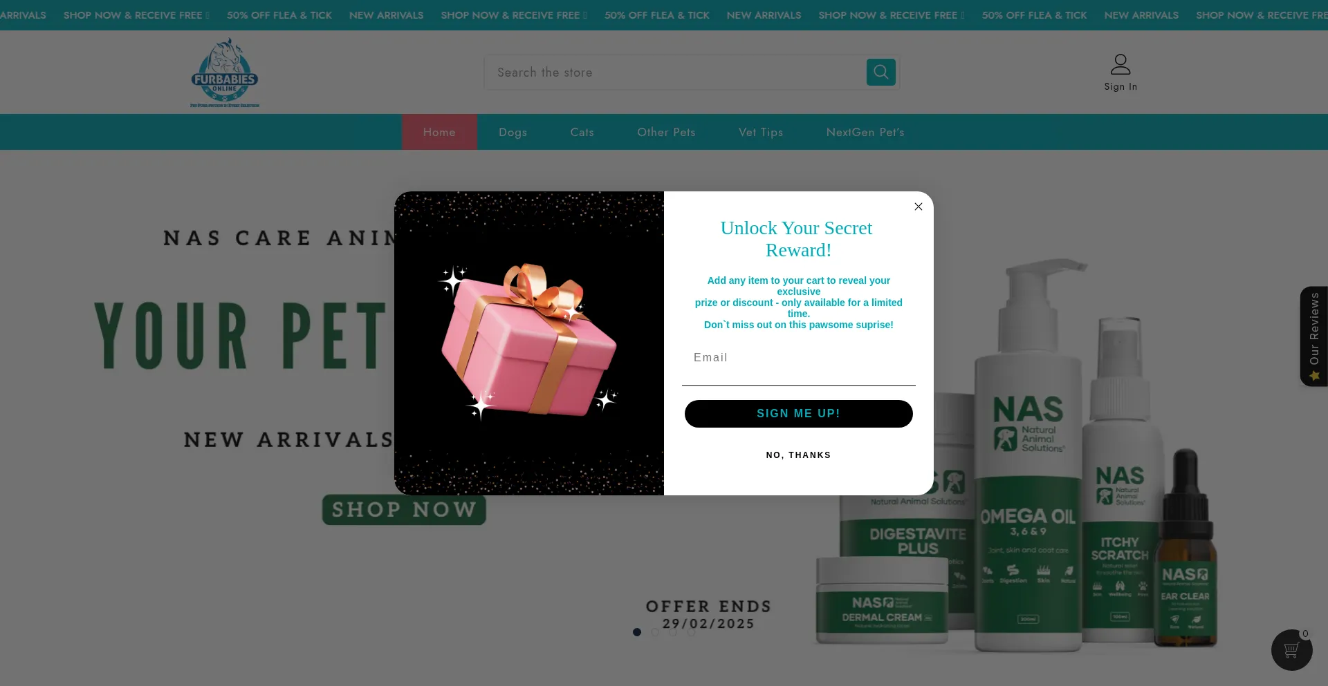 Website screenshot of Furbabiesonline.com.au