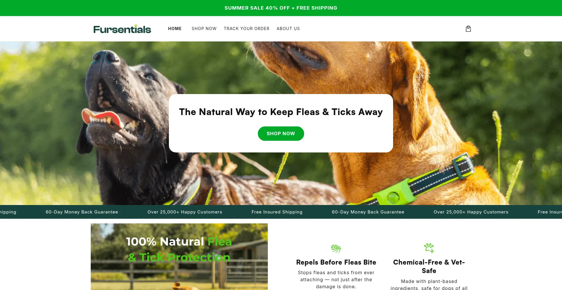 Website screenshot of Fursentials.co.uk