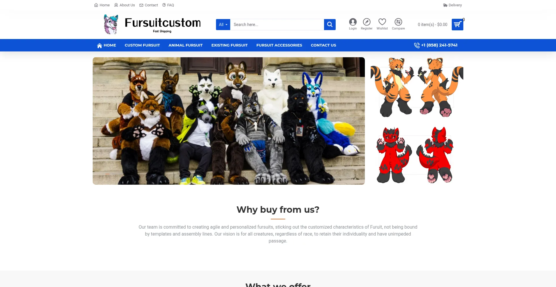 Website screenshot of Fursuitcustom.com