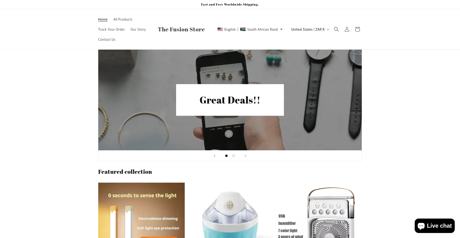 Website screenshot of Fusionlab.store