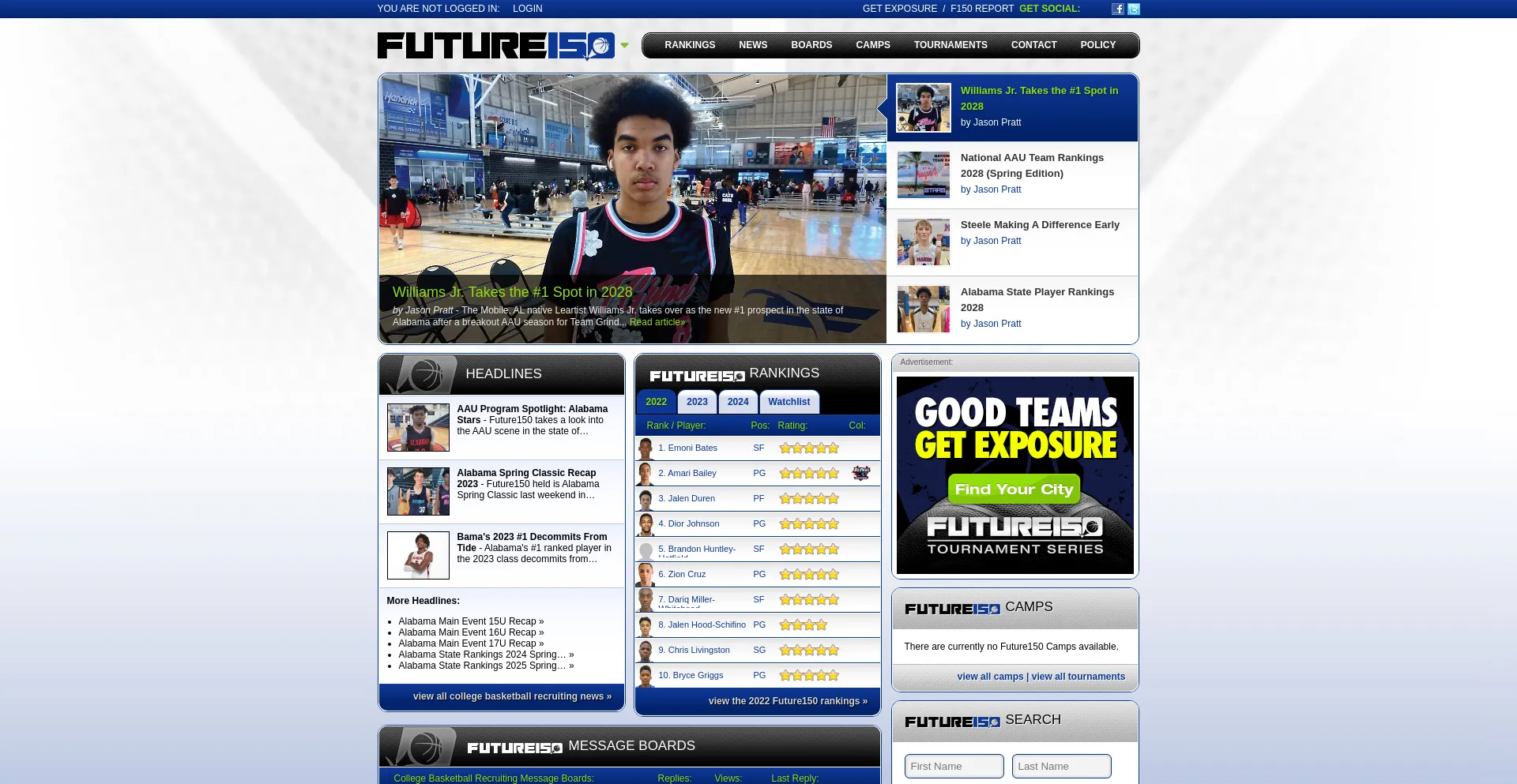 Website screenshot of Future150.com