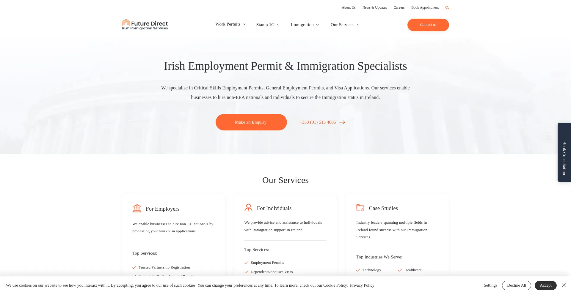 Website screenshot of Futuredirect.ie