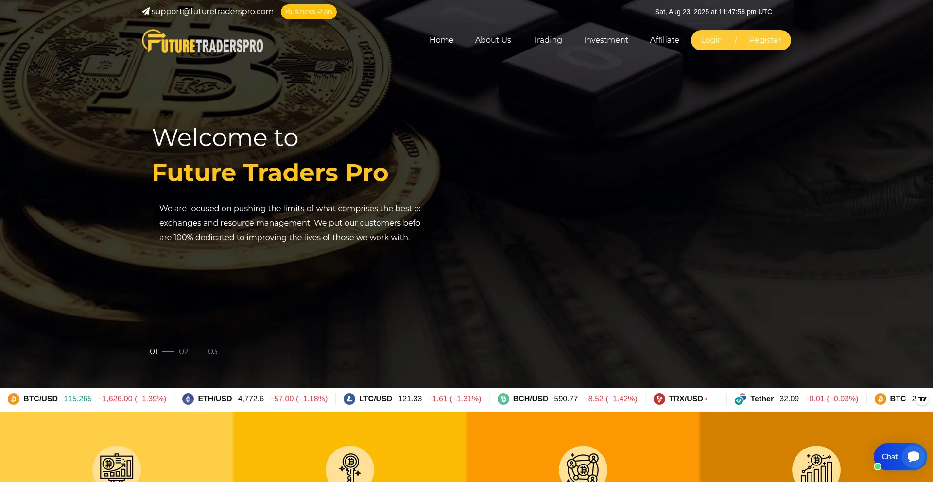 Website screenshot of Futuretraderspro.com