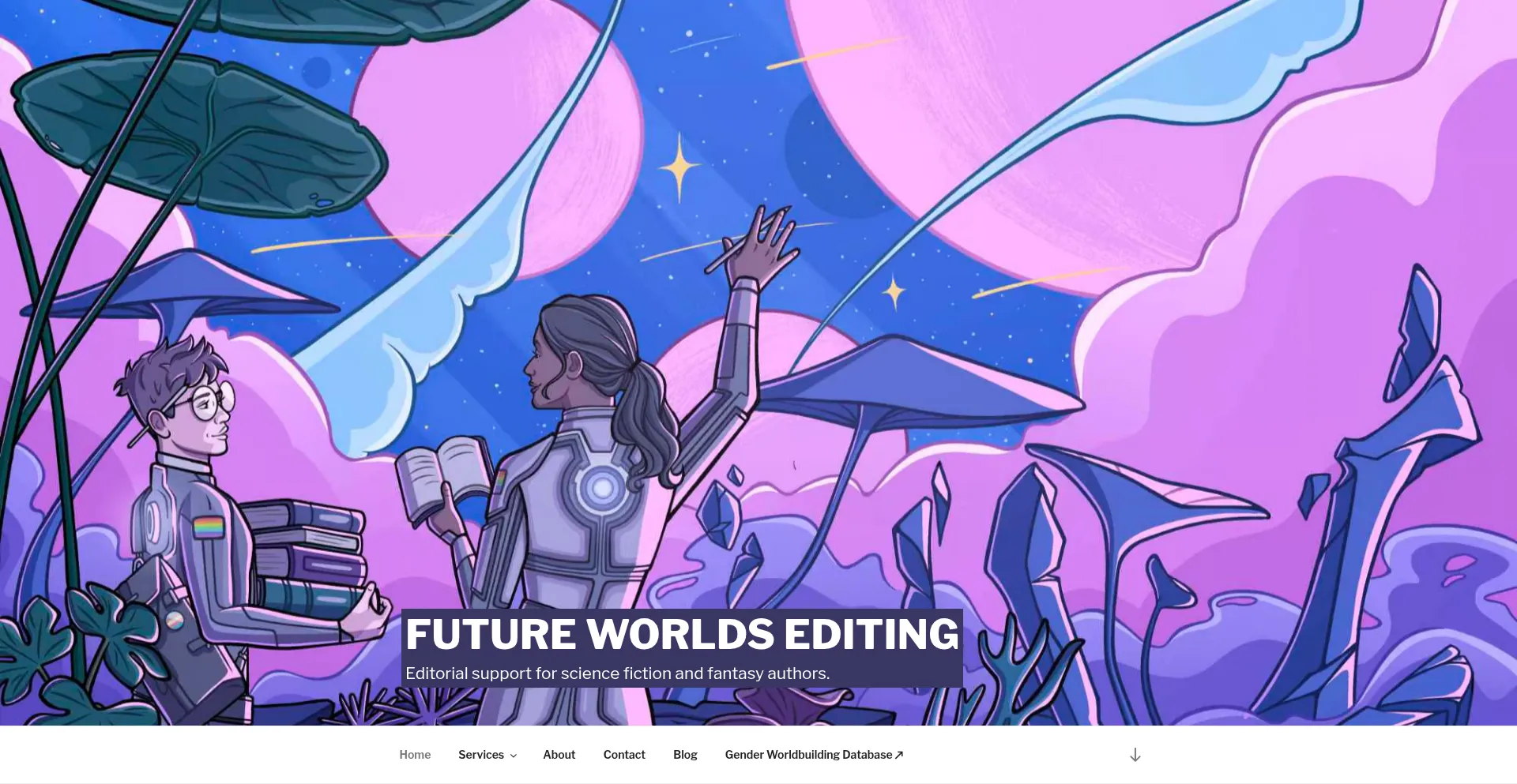 Website screenshot of Futureworldsediting.co.uk
