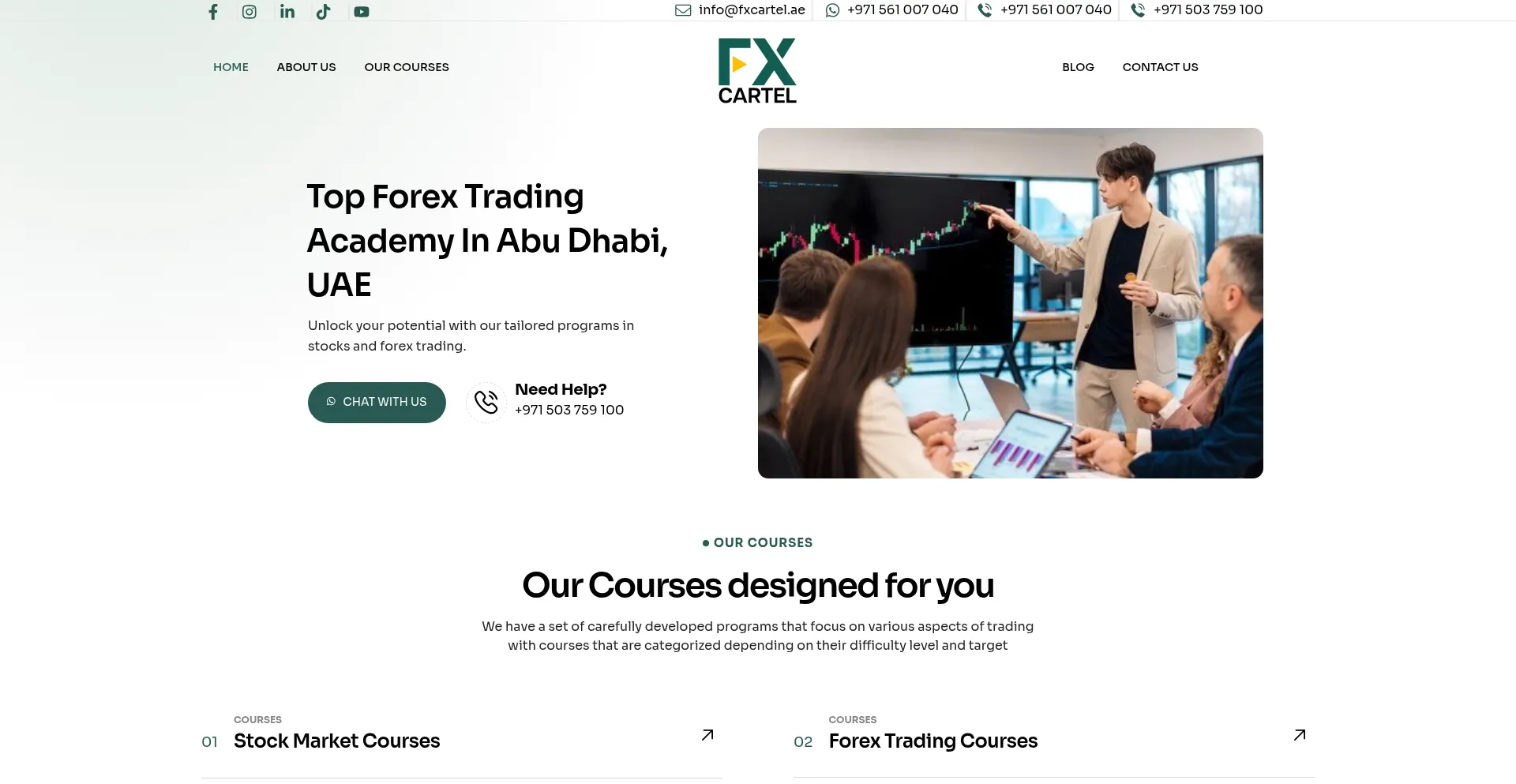 Website screenshot of Fxcartel.ae