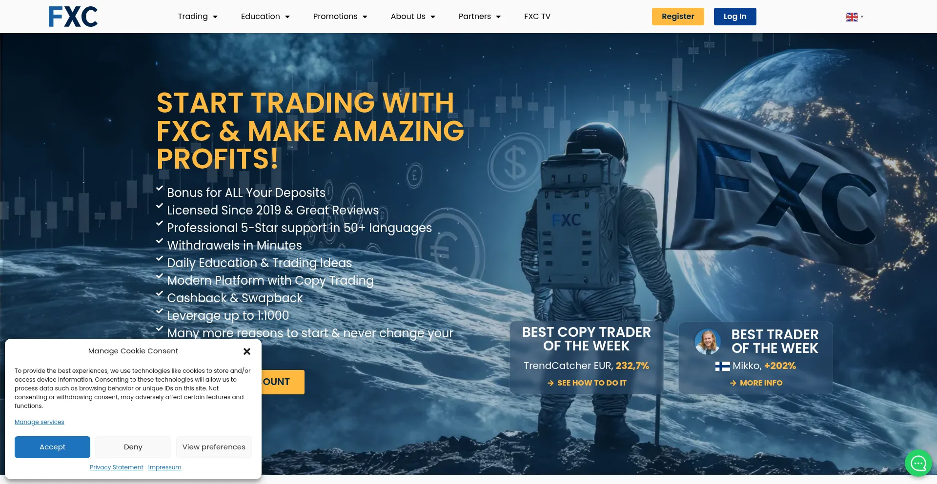 Website screenshot of Fxcentrum.com