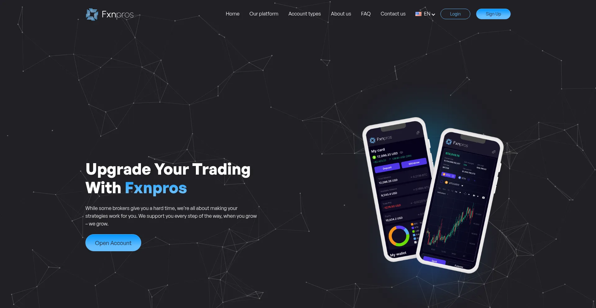 Website screenshot of Fxnpros.com