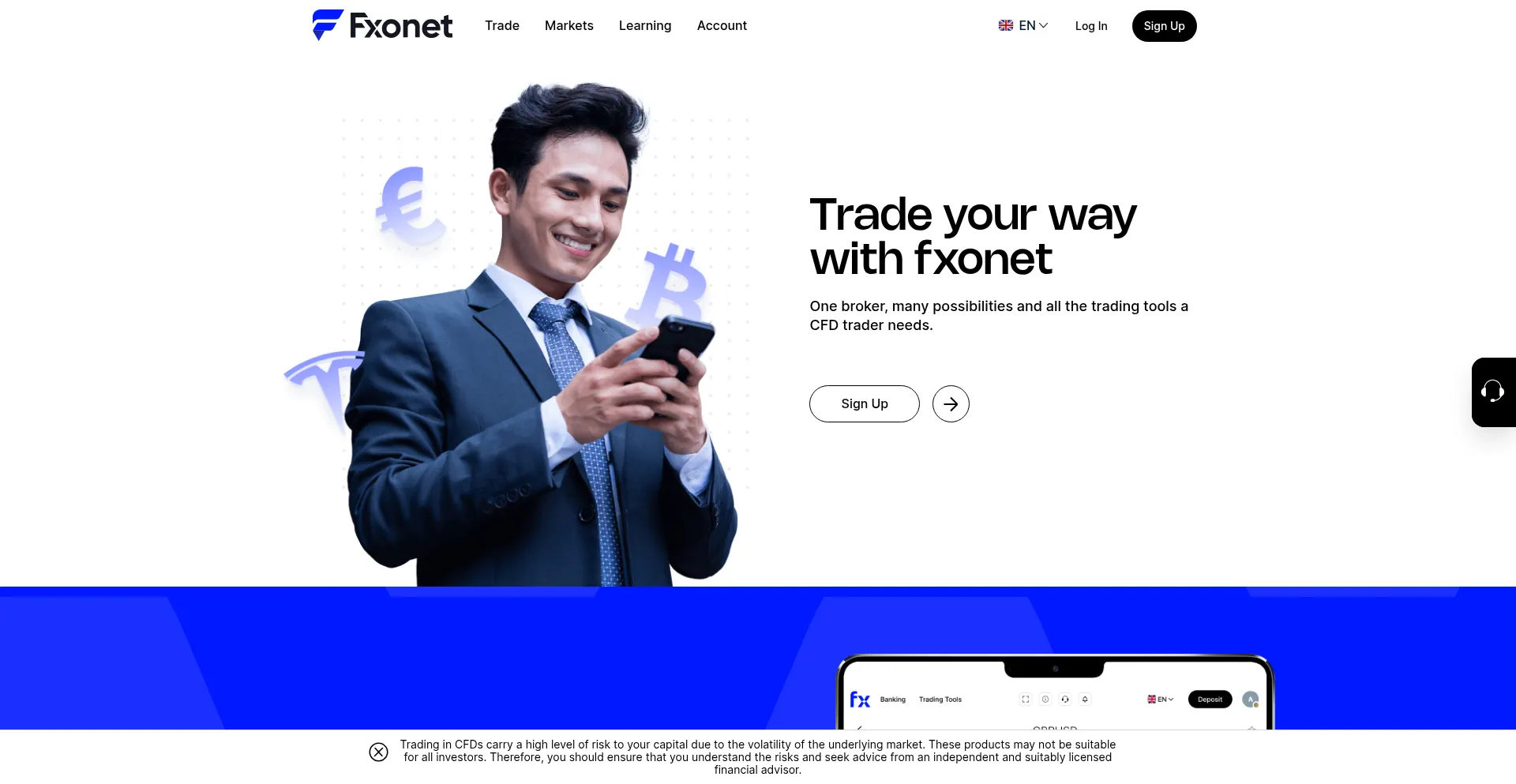 Website screenshot of Fxonet.online