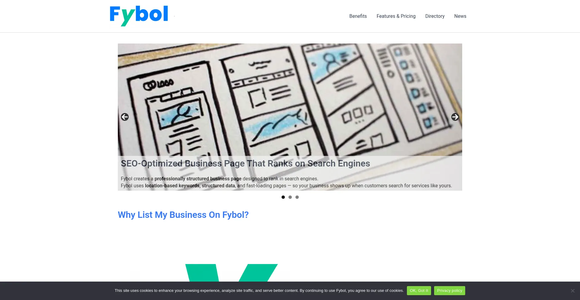 Website screenshot of Fybol.com