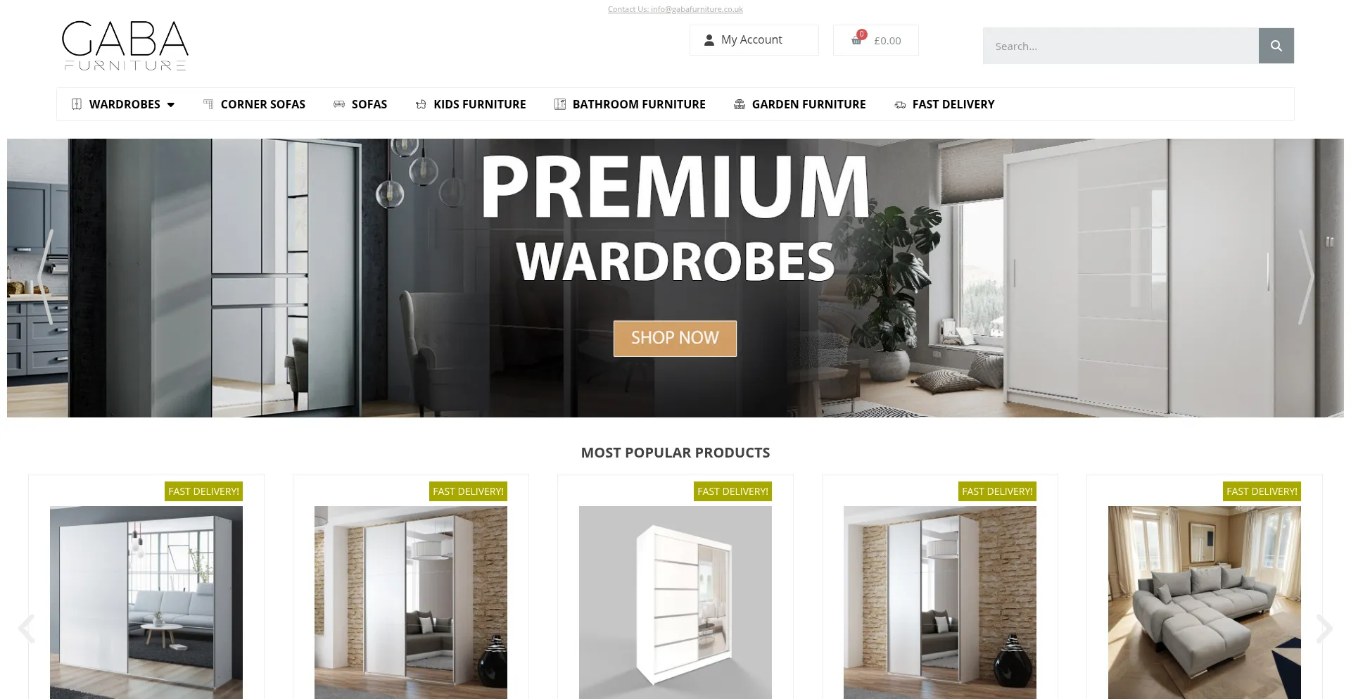 Website screenshot of Gabafurniture.co.uk